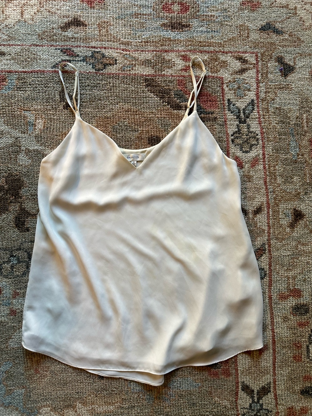 Babaton Cream Satin Cami Top in Soft Ivory